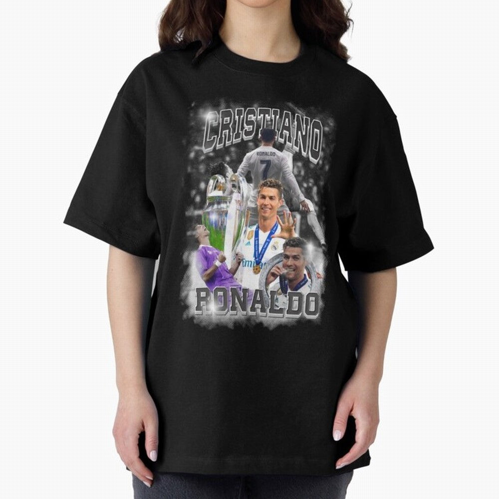 Cristiano Ronaldo Oversized T-Shirt Keep the Match Day Mood of FIFA World Cup 2026 USA Canada Mexico Spirit, Built around Argentina, Messi, CR7 and Mbappe, Goal Celebration Energy, Supporter Heritage, Football Icons and Worldwide Tournament Joy;