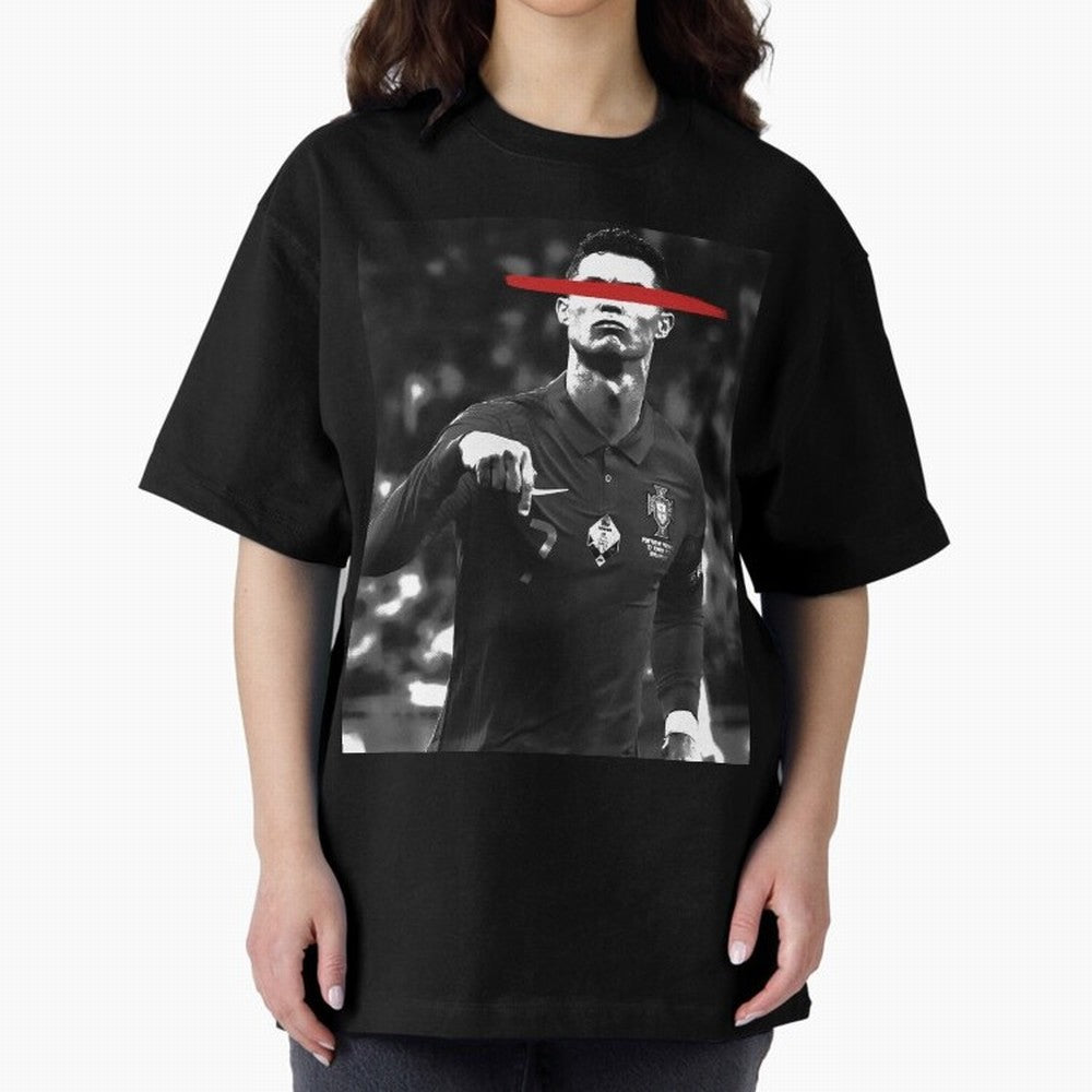 Cristiano in Rubrum Plaga Oversized T-Shirt Celebrate the Next Chapter of FIFA World Cup 2026 for Fans of Haaland and Mbappe and France and Portugal, Bringing Vintage Soccer Flavor, Modern Football Stars, National Flags and Final Night Emotion;