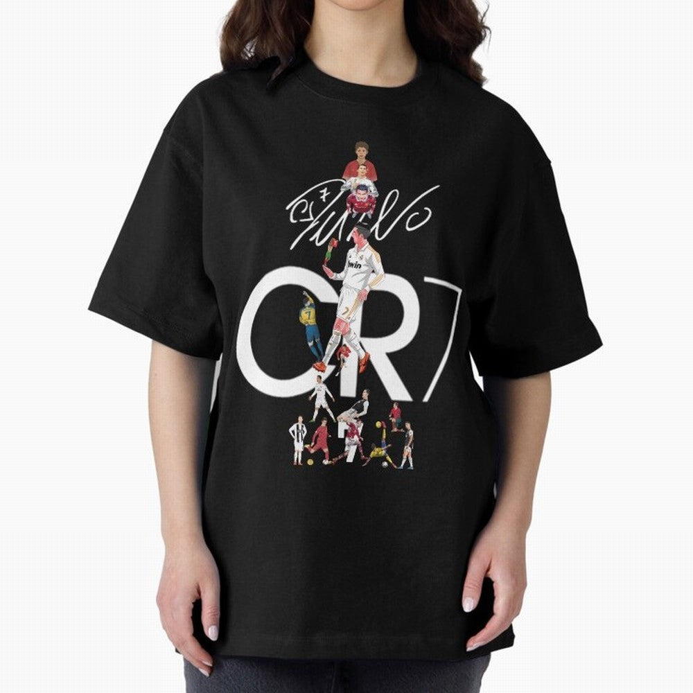 CR7 Oversized T-Shirt Bring Stadium Energy to Global Football Passion for FIFA World Cup 2026 USA Canada Mexico, Connected to Messi, CR7 and Mbappe, Spain, Football Festival Excitement, Trophy Ambitions, Country Rivalries and Star Player Buzz; Made