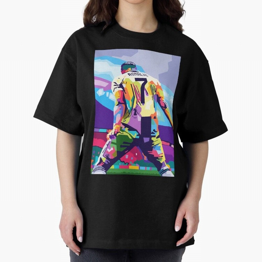 Cristiano Ronaldo Celebration Wpap Pop Art Oversized T-Shirt Share FIFA World Cup 2026 Group Stage Inspired by Mbappe, England and Germany Energy, Supporter Pride, Iconic Celebrations, Legendary Names and Global Match Day Energy; Perfect for People