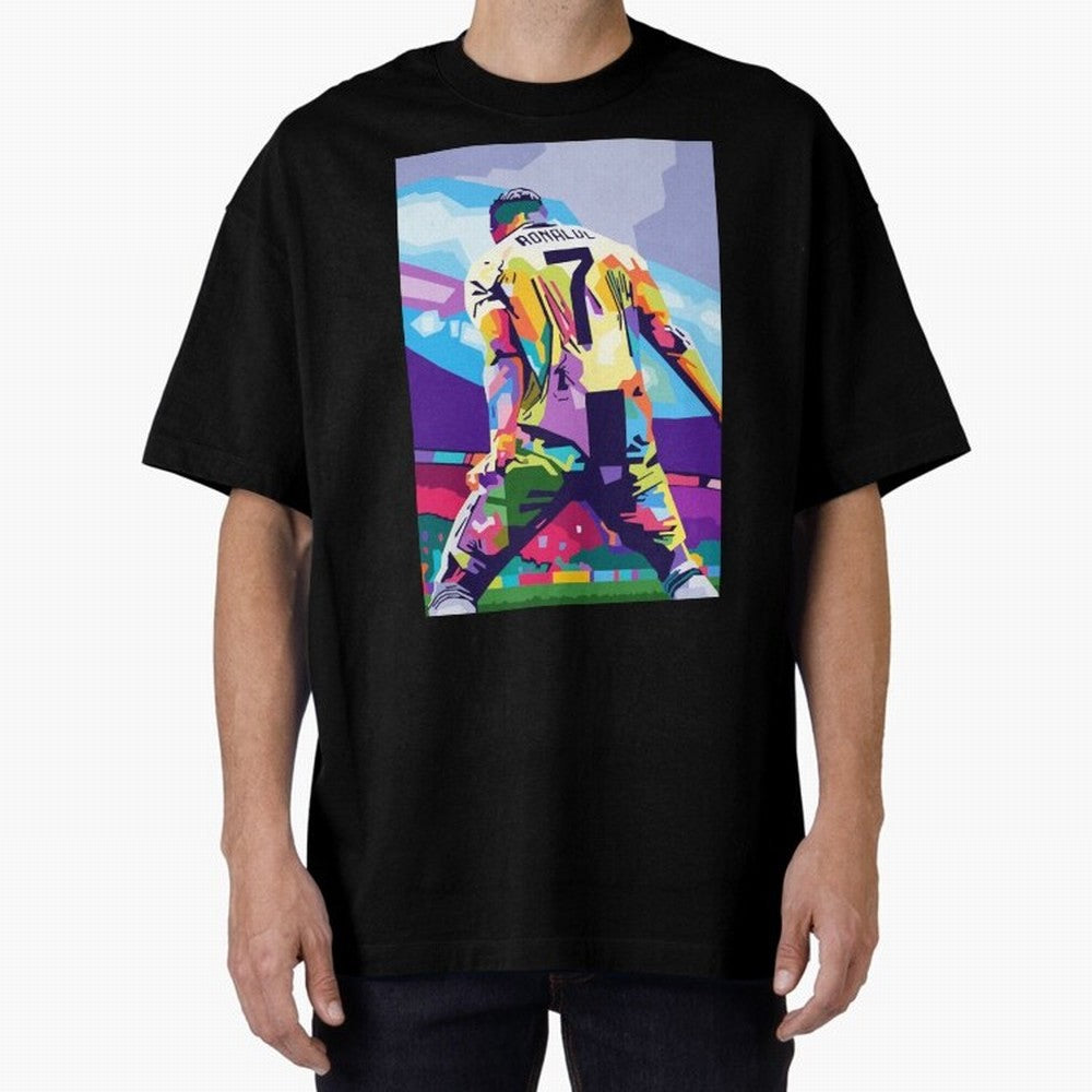Cristiano Ronaldo Celebration Wpap Pop Art Oversized T-Shirt Share FIFA World Cup 2026 Group Stage Inspired by Mbappe, England and Germany Energy, Supporter Pride, Iconic Celebrations, Legendary Names and Global Match Day Energy; Perfect for People