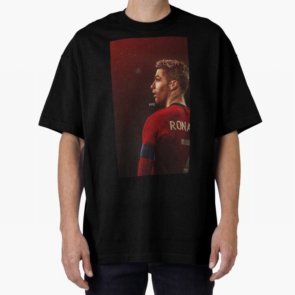 Art Ronaldo Wallpaper Oversized T-Shirt Honor Football Greatness during the FIFA World Cup 2026 Journey through CR7 and Messi Highlights, Portugal Pride, Championship Spirit, Famous Goals, Roaring Crowds and International Football Unity; Perfect