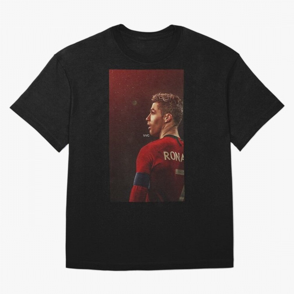 Art Ronaldo Wallpaper Oversized T-Shirt Honor Football Greatness during the FIFA World Cup 2026 Journey through CR7 and Messi Highlights, Portugal Pride, Championship Spirit, Famous Goals, Roaring Crowds and International Football Unity; Perfect