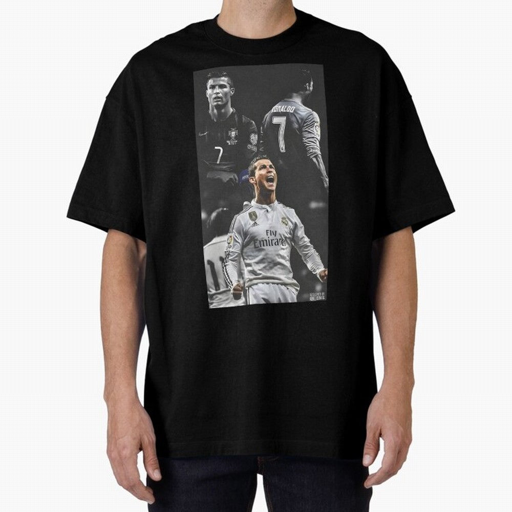 Cristiano Ronaldo CR7 Football Art Poster Oversized T-Shirt Elevate Global Football Passion for FIFA World Cup 2026, Featuring Cristiano Ronaldo, Haaland and CR7, Brazil, Portugal and Argentina, Supporter Pride, Iconic Celebrations, Legendary Names
