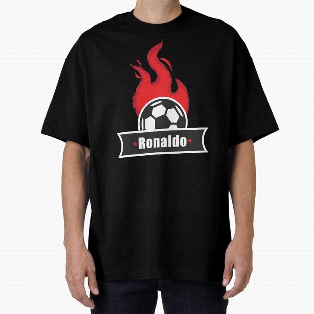 Football Player Design Oversized T-Shirt Stand with Match Day Hype around FIFA World Cup 2026 USA Canada Mexico, CR7, Netherlands, Vintage Soccer Flavor, Modern Football Stars, National Flags and Final Night Emotion; Perfect for People Who Love