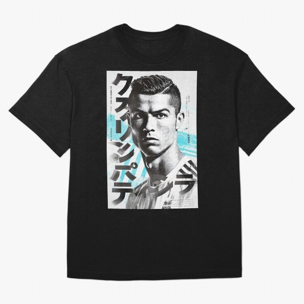 Cristiano Japanese Poster Oversized T-Shirt Celebrate Fan Favorites in Global Football Passion for FIFA World Cup 2026 Group Stage, Capturing Mbappe, Portugal, Spain and Germany, Football Festival Excitement, Trophy Ambitions, Country Rivalries and