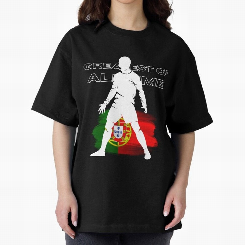 Cristiano Ronaldo Portugal Greatest Of All Time Oversized T-Shirt Honor the Beautiful Game during the FIFA World Cup 2026 Journey through Cristiano Ronaldo, Haaland and CR7 Highlights, Argentina and Brazil Pride, Championship Spirit, Famous Goals,