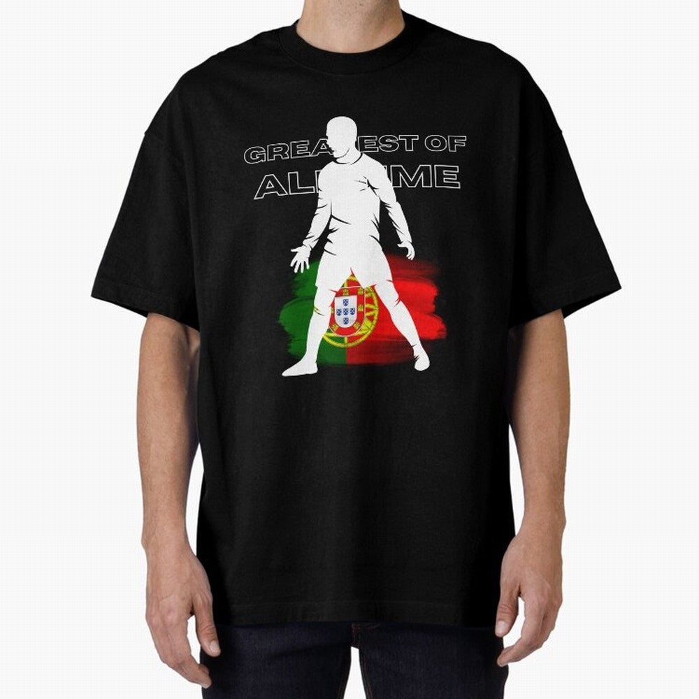 Cristiano Ronaldo Portugal Greatest Of All Time Oversized T-Shirt Honor the Beautiful Game during the FIFA World Cup 2026 Journey through Cristiano Ronaldo, Haaland and CR7 Highlights, Argentina and Brazil Pride, Championship Spirit, Famous Goals,