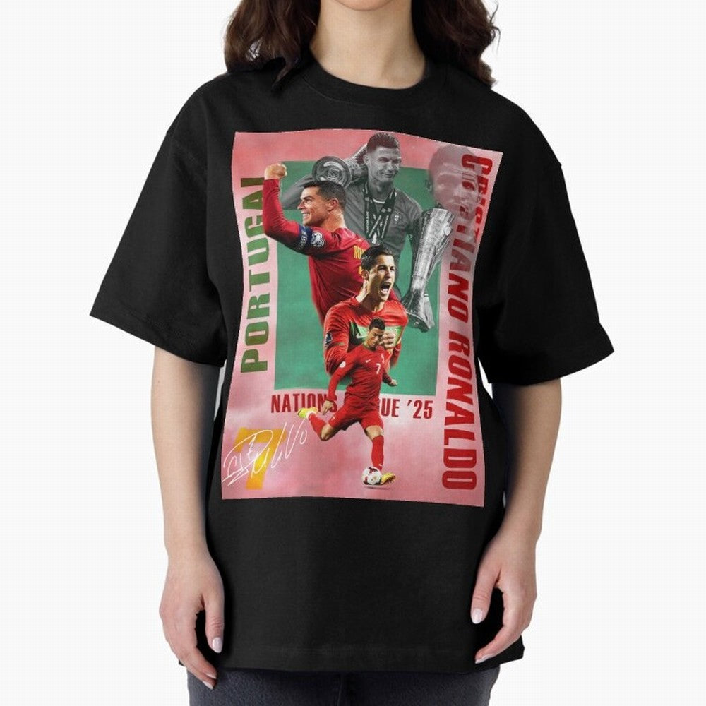 Cristiano Ronaldo Portugal Football Legend Oversized T-Shirt Celebrate the Road through FIFA World Cup 2026 USA Canada Mexico Made for Neymar, Argentina Energy, Goal Celebration Energy, Supporter Heritage, Football Icons and Worldwide Tournament
