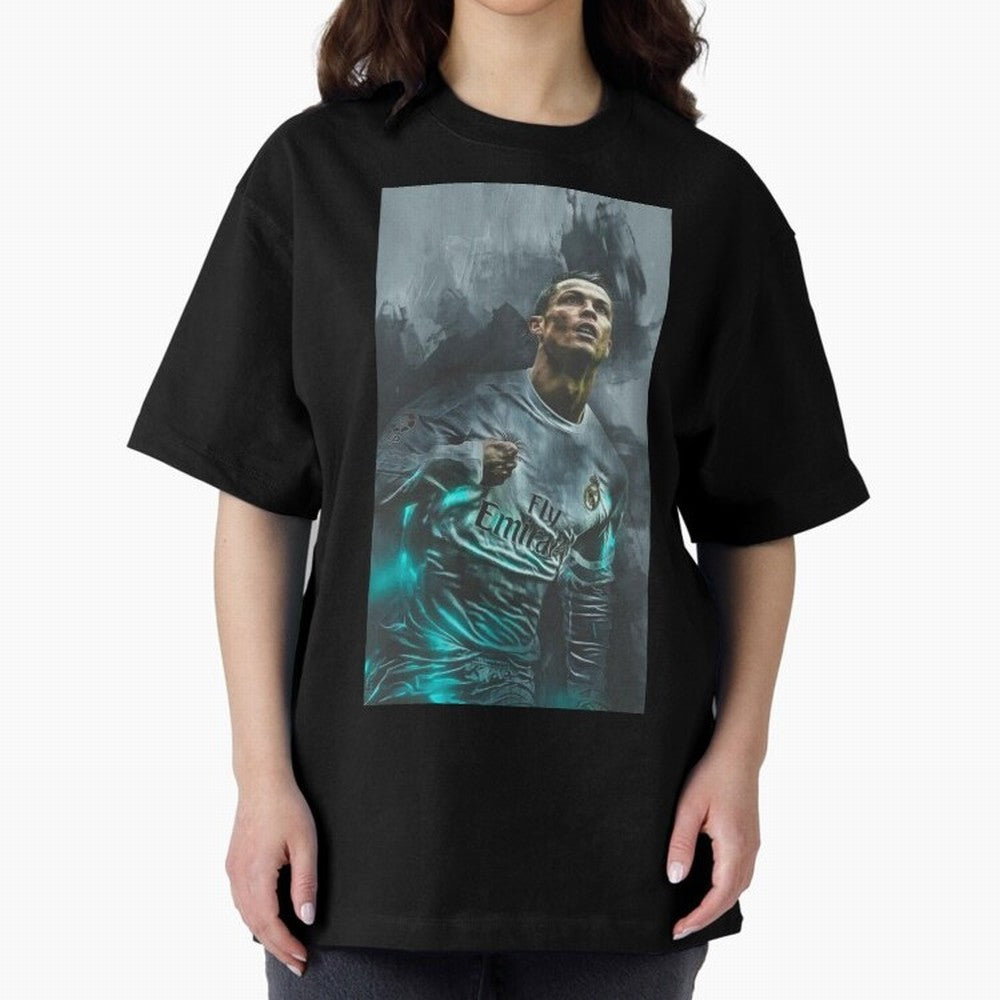Cristiano Ronaldo Oversized T-Shirt Carry the Dream of FIFA World Cup 2026 for Fans of Messi and France and Portugal, Bringing Retro Football Energy, Iconic Rivalries, Trophy Chase Drama and Stadium Atmosphere; Great for Supporters Who Love
