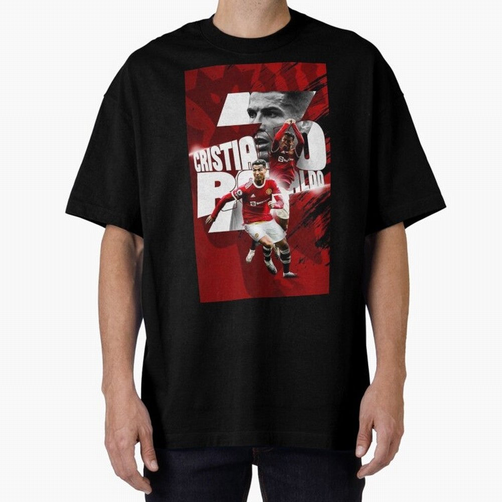 Cristiano Ronaldo Illustration Oversized T-Shirt Represent FIFA World Cup 2026 Celebrating Mbappe, Brazil Energy, Classic Soccer Heritage, Championship Pressure, Fan Loyalty and International Pride; Perfect for Supporters Who Want Bold Football