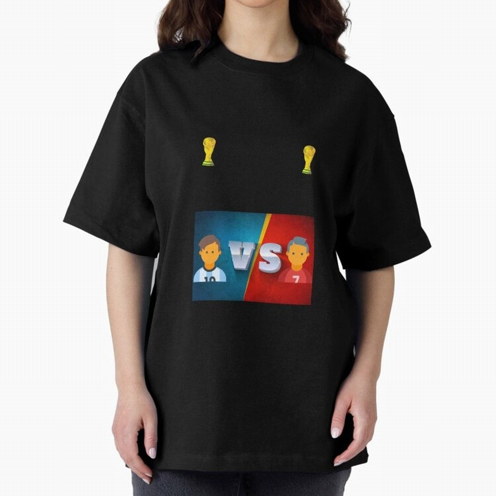 THE RONALDO VS MESSI Oversized T-Shirt Stand Out with Spirit from FIFA World Cup 2026 Group Stage with Neymar, England and Germany Energy, Retro Football Energy, Iconic Rivalries, Trophy Chase Drama and Stadium Atmosphere; Built for Supporters