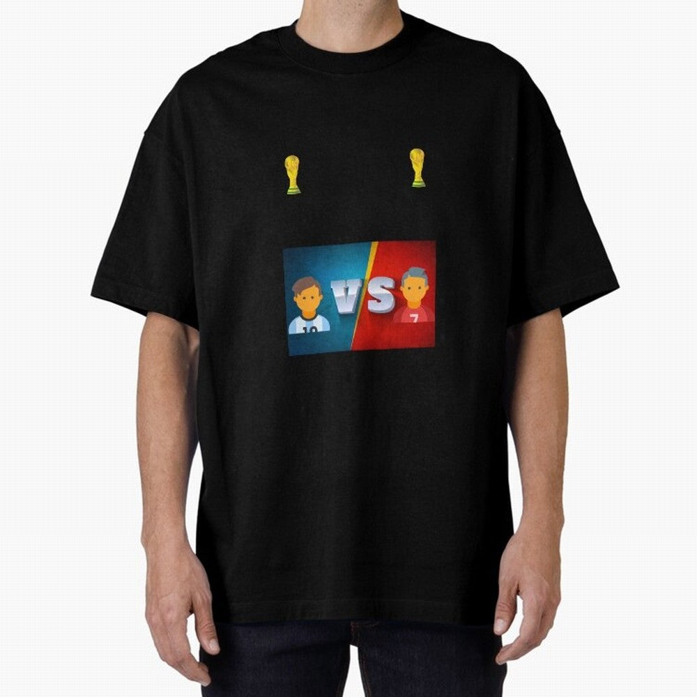 THE RONALDO VS MESSI Oversized T-Shirt Stand Out with Spirit from FIFA World Cup 2026 Group Stage with Neymar, England and Germany Energy, Retro Football Energy, Iconic Rivalries, Trophy Chase Drama and Stadium Atmosphere; Built for Supporters