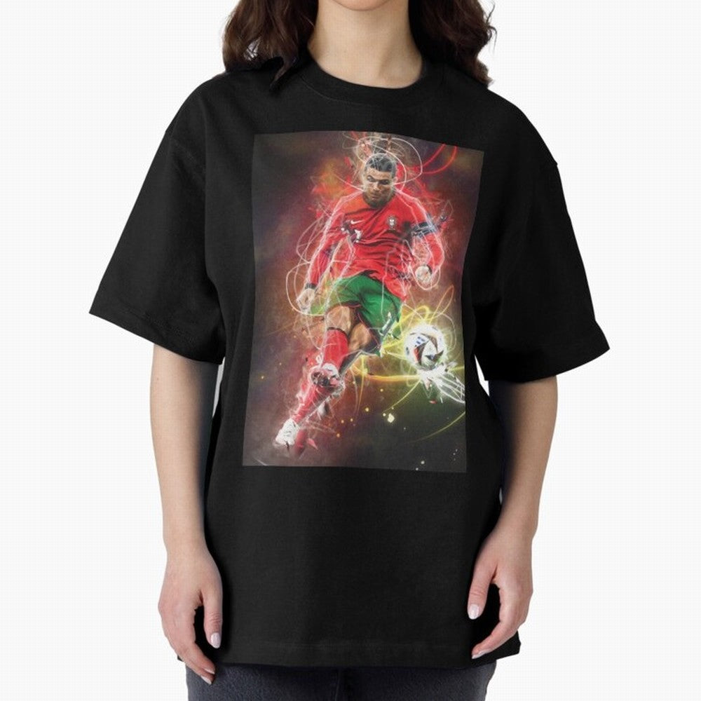 Cristiano Ronaldo Oversized T-Shirt Celebrate the Stars of Global Football Passion for FIFA World Cup 2026, Made for Neymar, Haaland and Cristiano Ronaldo, France, Worldwide Fan Energy, Dramatic Goals, Stadium Lights and Championship Celebrations;