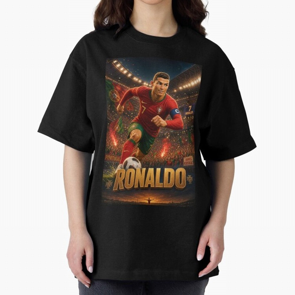 Ronaldo Oversized T-Shirt Embrace the FIFA World Cup 2026 USA Canada Mexico Journey through Haaland and Mbappe Highlights, England and Germany Pride, Fan Favorite Moments, National Team Passion, Big Match Drama and Soccer History; Ideal for