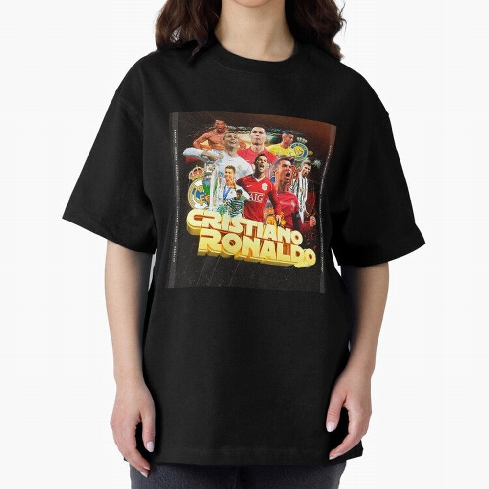 Cristiano Ronaldo Best of Career Oversized T-Shirt Represent the FIFA World Cup 2026 USA Canada Mexico Journey through Cristiano Ronaldo Highlights, Argentina and Brazil Pride, Goal Celebration Energy, Supporter Heritage, Football Icons and