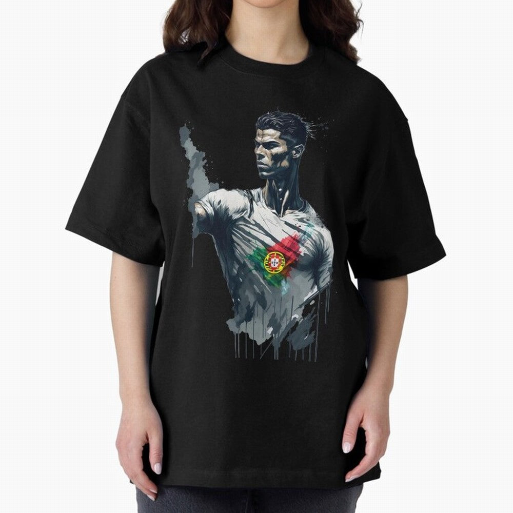 Cristiano Ronaldo splash art Oversized T-Shirt Bring Trophy Dreams to FIFA World Cup 2026 for Fans of Messi, CR7 and Mbappe and Argentina, France and Brazil, Bringing Champion Mindset, Group Stage Buzz, Knockout Tension and Passionate Fan Culture;