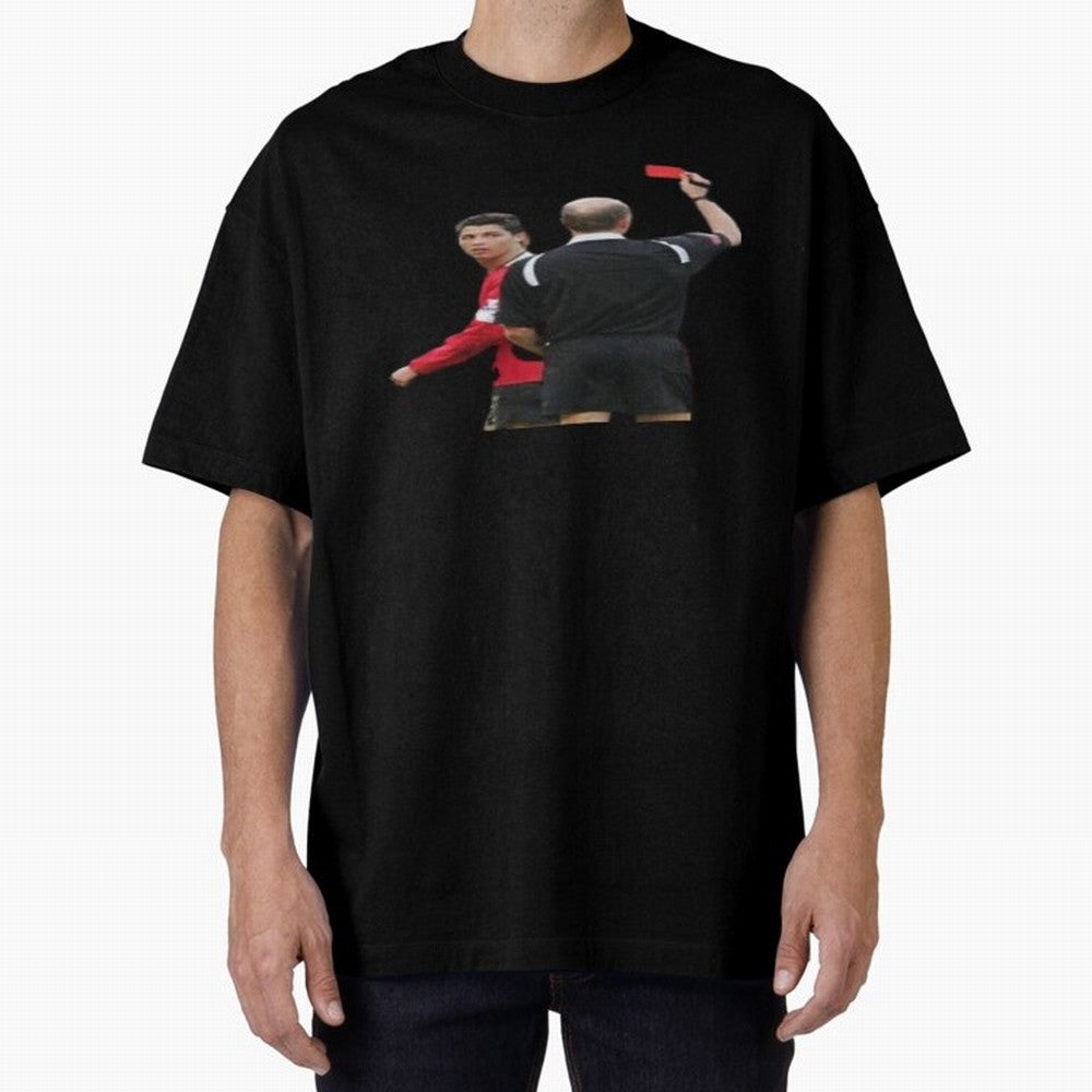 Cristiano Ronaldo Red Card Oversized T-Shirt Build Match Day Hype around FIFA World Cup 2026 USA Canada Mexico, Mbappe and Neymar, Germany, Football Festival Excitement, Trophy Ambitions, Country Rivalries and Star Player Buzz; Built for Supporters