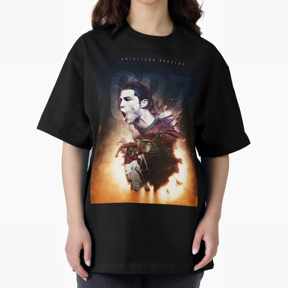 Cristiano Ronaldo 7 Oversized T-Shirt Show Passion for the Stars of Match Day Hype around FIFA World Cup 2026 Group Stage, Mbappe, Brazil, Portugal and Argentina, Sports Nostalgia, International Competition, Famous Players and Unforgettable