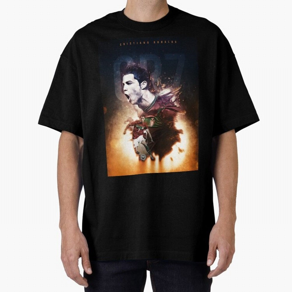 Cristiano Ronaldo 7 Oversized T-Shirt Show Passion for the Stars of Match Day Hype around FIFA World Cup 2026 Group Stage, Mbappe, Brazil, Portugal and Argentina, Sports Nostalgia, International Competition, Famous Players and Unforgettable