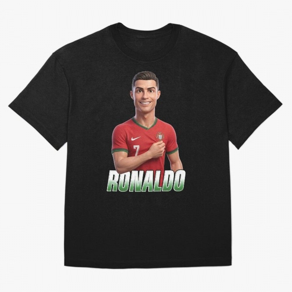 Ronaldo Oversized T-Shirt Celebrate the Biggest Stage of FIFA World Cup 2026 Capturing Cristiano Ronaldo, Portugal, Spain and Germany Energy, Retro Football Energy, Iconic Rivalries, Trophy Chase Drama and Stadium Atmosphere; Built for Supporters