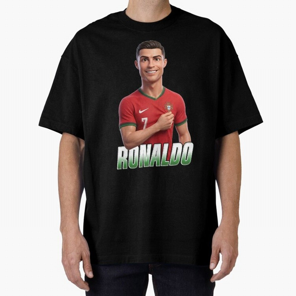 Ronaldo Oversized T-Shirt Celebrate the Biggest Stage of FIFA World Cup 2026 Capturing Cristiano Ronaldo, Portugal, Spain and Germany Energy, Retro Football Energy, Iconic Rivalries, Trophy Chase Drama and Stadium Atmosphere; Built for Supporters