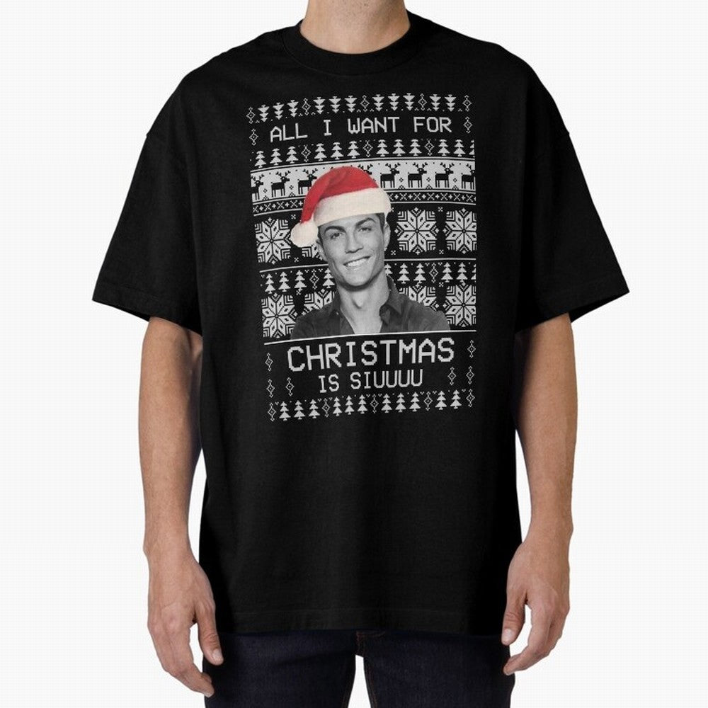 cristiano ronaldo siuuu funny christmas sweater Oversized T-Shirt Celebrate the Stars of FIFA World Cup 2026 with Cristiano Ronaldo, Haaland and CR7, Portugal Energy, Sports Nostalgia, International Competition, Famous Players and Unforgettable