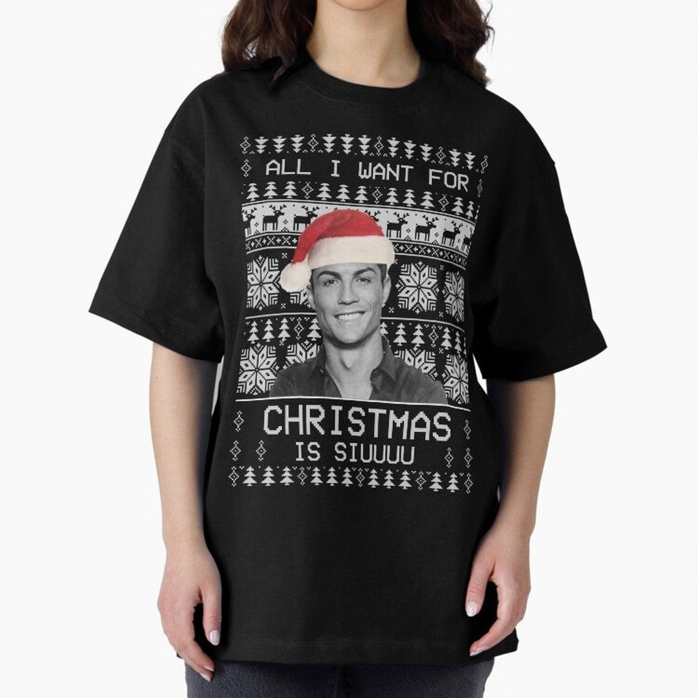 cristiano ronaldo siuuu funny christmas sweater Oversized T-Shirt Celebrate the Stars of FIFA World Cup 2026 with Cristiano Ronaldo, Haaland and CR7, Portugal Energy, Sports Nostalgia, International Competition, Famous Players and Unforgettable