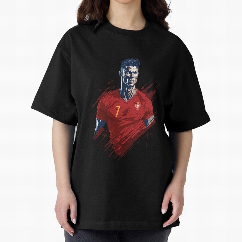 Cristiano Ronaldo splash art Oversized T-Shirt Feel the Heartbeat of FIFA World Cup 2026 Group Stage Celebrating Mbappe, Spain and Netherlands Energy, Worldwide Fan Energy, Dramatic Goals, Stadium Lights and Championship Celebrations; Made for