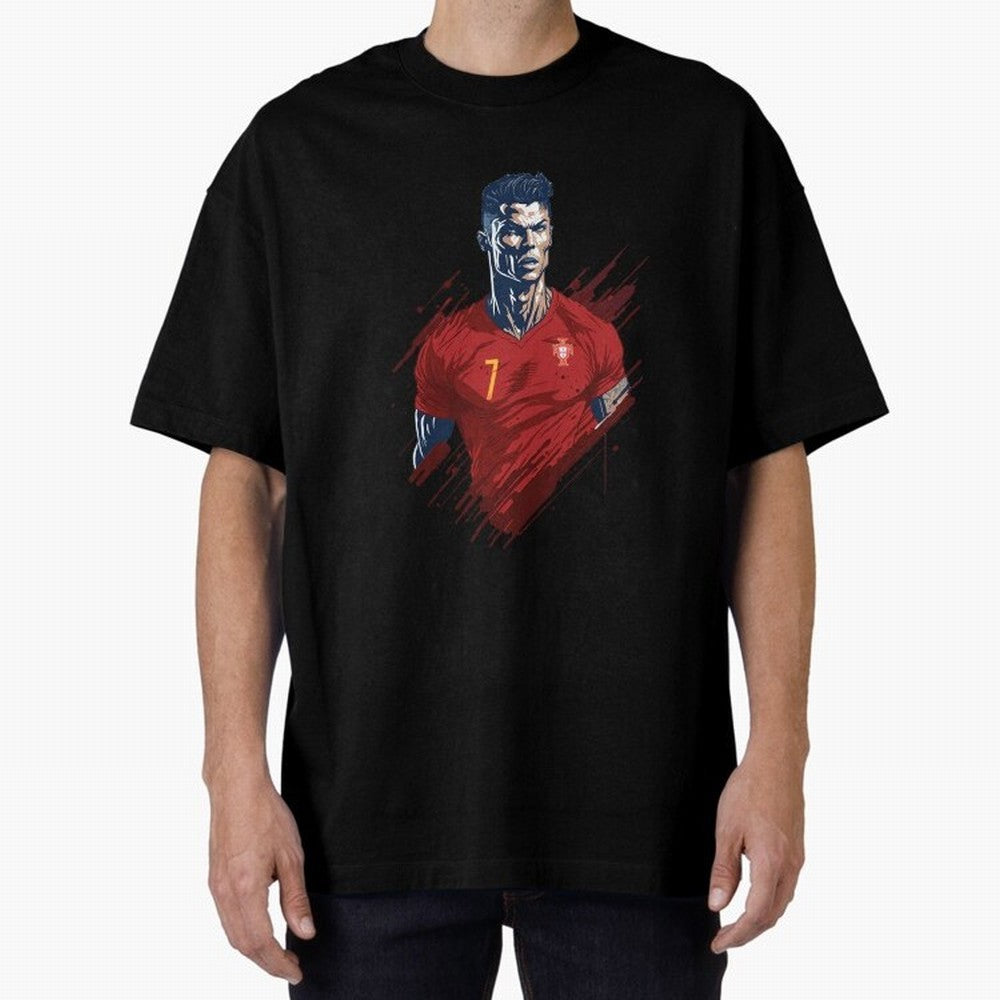 Cristiano Ronaldo splash art Oversized T-Shirt Feel the Heartbeat of FIFA World Cup 2026 Group Stage Celebrating Mbappe, Spain and Netherlands Energy, Worldwide Fan Energy, Dramatic Goals, Stadium Lights and Championship Celebrations; Made for