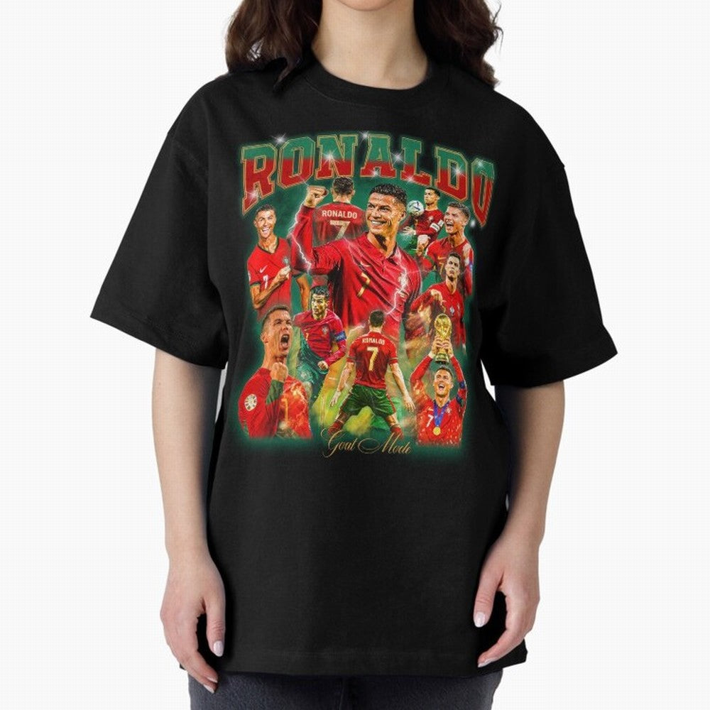 Ronaldo Vintage Bootleg Design Oversized T-Shirt Celebrate the Road through the FIFA World Cup 2026 Group Stage Journey through CR7 and Messi Highlights, Argentina Pride, Champion Mindset, Group Stage Buzz, Knockout Tension and Passionate Fan