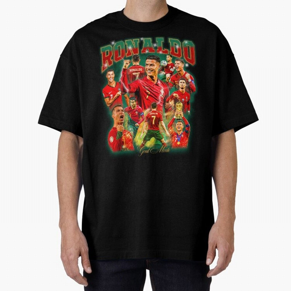 Ronaldo Vintage Bootleg Design Oversized T-Shirt Celebrate the Road through the FIFA World Cup 2026 Group Stage Journey through CR7 and Messi Highlights, Argentina Pride, Champion Mindset, Group Stage Buzz, Knockout Tension and Passionate Fan