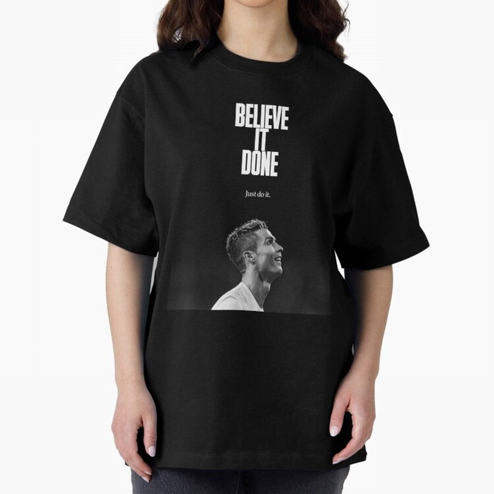 CRISTIANO RONALDO BELIVE IT DONE Oversized T-Shirt Show Your Stadium Side during FIFA World Cup 2026 Spirit, Built around Netherlands, CR7 and Messi, Soccer Culture, Superstar Moments, National Team Dreams and Competitive Fire; Perfect for Fans,