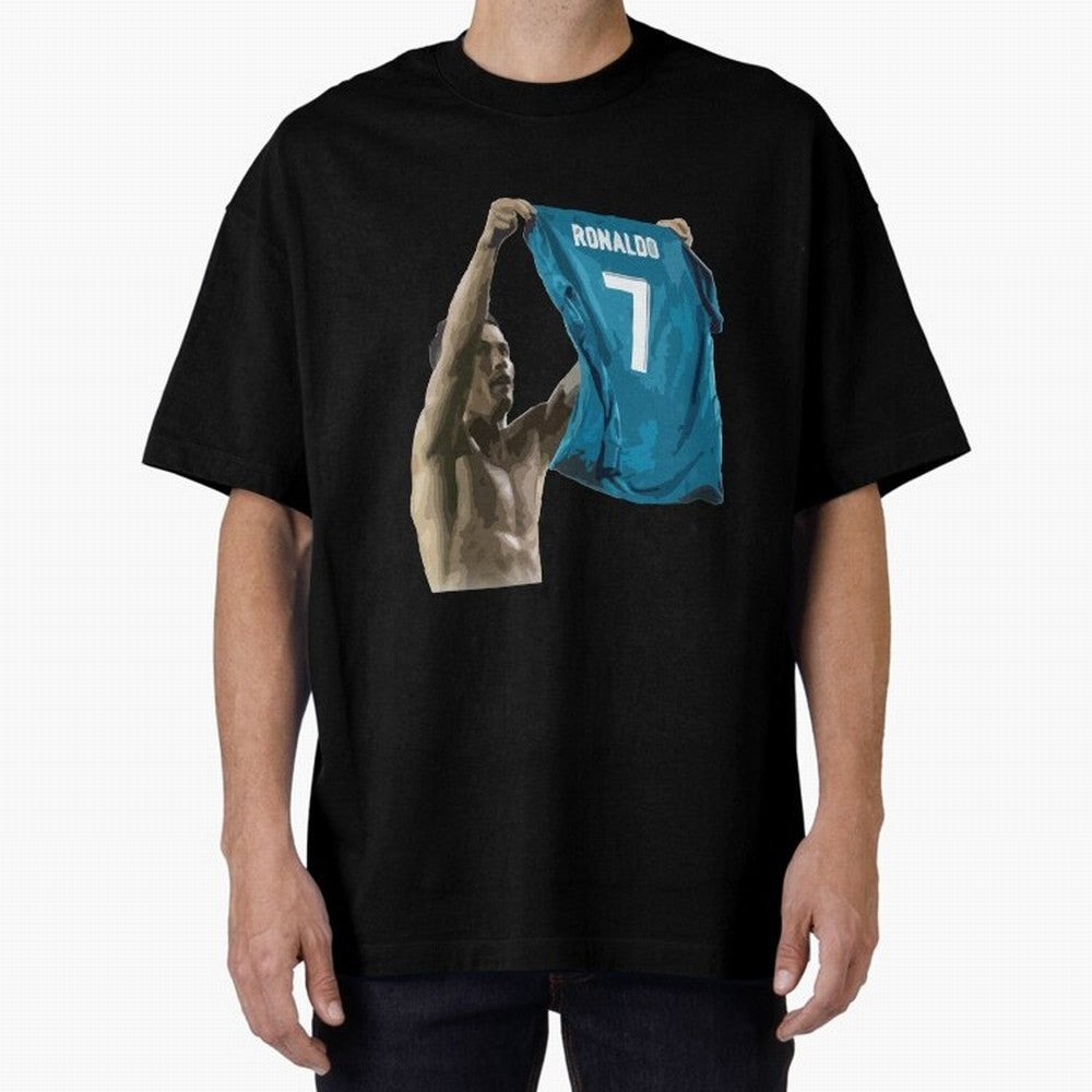 Cristiano Ronaldo celebration goal against Barcelona Oversized T-Shirt Bring World Football Passion into the FIFA World Cup 2026 Group Stage Journey through Mbappe Highlights, Portugal, Spain and Germany Pride, Game Day Rituals, Football Legends,