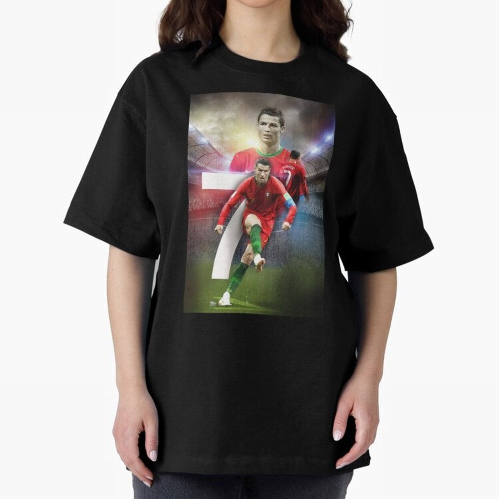 Cristiano Ronaldo Manchester United 4 Oversized T-Shirt Cheer for FIFA World Cup 2026 Filled with Mbappe and Neymar, Argentina, France and Brazil Energy, Match Day Excitement, Supporter Culture, Golden Goals and Global Football Passion; Perfect for