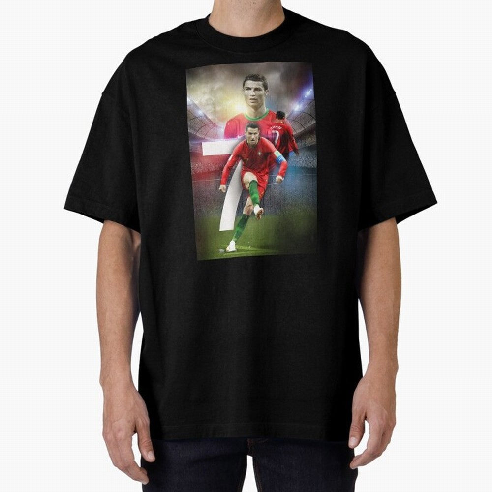 Cristiano Ronaldo Manchester United 4 Oversized T-Shirt Cheer for FIFA World Cup 2026 Filled with Mbappe and Neymar, Argentina, France and Brazil Energy, Match Day Excitement, Supporter Culture, Golden Goals and Global Football Passion; Perfect for
