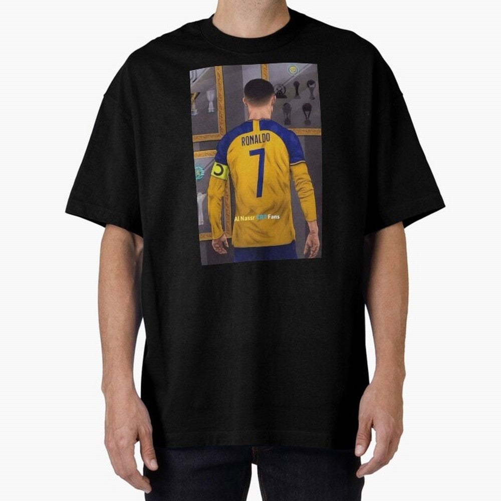 Al Nassr -Cristiano Ronaldo CR7 2023 Oversized T-Shirt Carry the Dream of FIFA World Cup 2026 Inspired by Haaland and Mbappe, Spain Energy, Football History, Final Match Energy, Crowd Noise and Once in a Lifetime Moments; Great for Watch Parties,