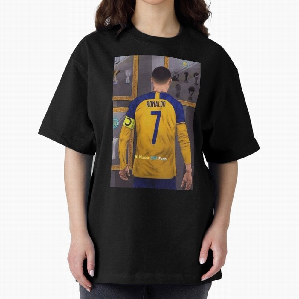 Al Nassr -Cristiano Ronaldo CR7 2023 Oversized T-Shirt Carry the Dream of FIFA World Cup 2026 Inspired by Haaland and Mbappe, Spain Energy, Football History, Final Match Energy, Crowd Noise and Once in a Lifetime Moments; Great for Watch Parties,