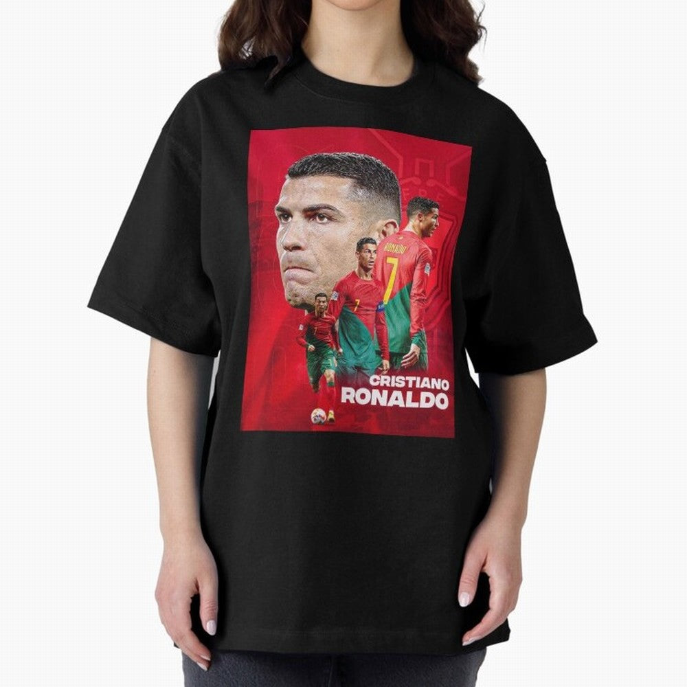 CRISTIANO RONALDO WORLD CUP 2022 Oversized T-Shirt Celebrate Fan Favorites in Global Football Passion for FIFA World Cup 2026 USA Canada Mexico, Driven by Cristiano Ronaldo, Haaland and CR7, Argentina, France and Brazil, Retro Football Energy,