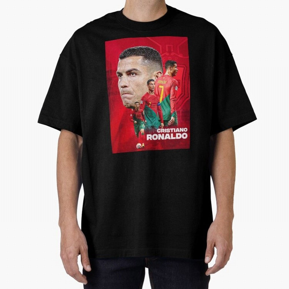 CRISTIANO RONALDO WORLD CUP 2022 Oversized T-Shirt Celebrate Fan Favorites in Global Football Passion for FIFA World Cup 2026 USA Canada Mexico, Driven by Cristiano Ronaldo, Haaland and CR7, Argentina, France and Brazil, Retro Football Energy,