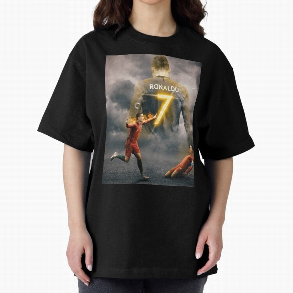 Art CR7 Wallpaper Oversized T-Shirt Turn Up for FIFA World Cup 2026 Built around Messi and Cristiano Ronaldo, Argentina and Brazil Energy, Goal Celebration Energy, Supporter Heritage, Football Icons and Worldwide Tournament Joy; Made for Die Hard