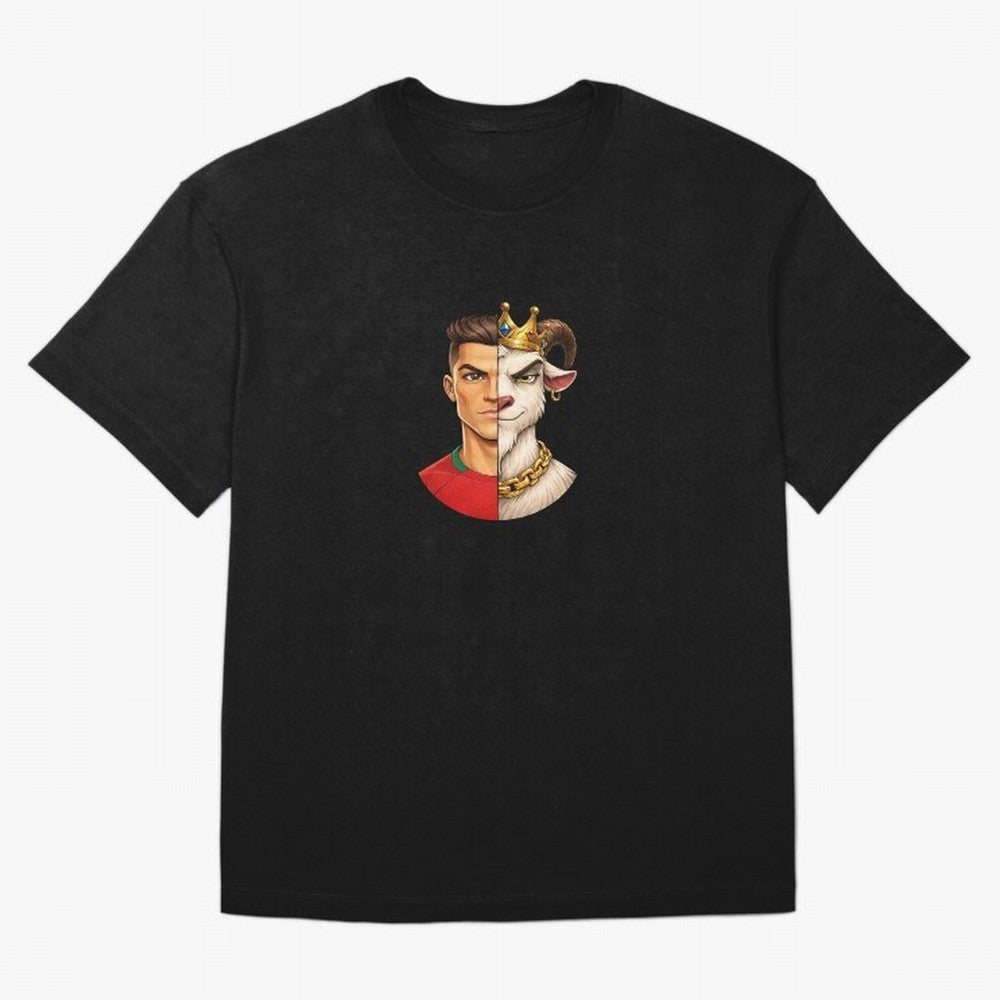 Half Man Half Goat - Cristiano Ronaldo Oversized T-Shirt Create the FIFA World Cup 2026 Journey through Cristiano Ronaldo Highlights, Argentina, France and Brazil Pride, Vintage Soccer Flavor, Modern Football Stars, National Flags and Final Night