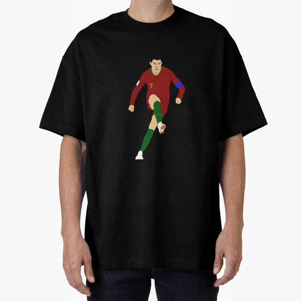 Cristian Ronaldo Design - Portugal - Real Madrid - Illustration - Cartoon - T-Shirt - Shirt - Sticker - Phone Case - CR7 Oversized T-Shirt Celebrate Classic Football Spirit in FIFA World Cup 2026 Group Stage Spirit, Driven by England and Germany,