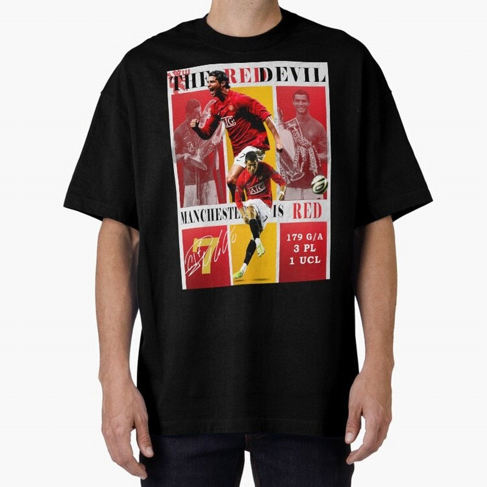 Cristiano Ronaldo 2008 Manchester United Poster Oversized T-Shirt Celebrate Global Passion for FIFA World Cup 2026 Group Stage Made for Mbappe and Neymar, Argentina and Brazil Energy, Game Day Rituals, Football Legends, Country Pride and the Road