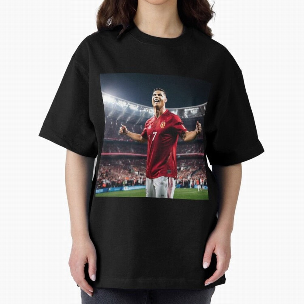 cristiano ronaldo celebrates goal Oversized T-Shirt Join FIFA World Cup 2026 USA Canada Mexico for Fans of Neymar and France and Portugal, Bringing Stadium Chants, National Pride, Trophy Dreams and Unforgettable Football Memories; Perfect for