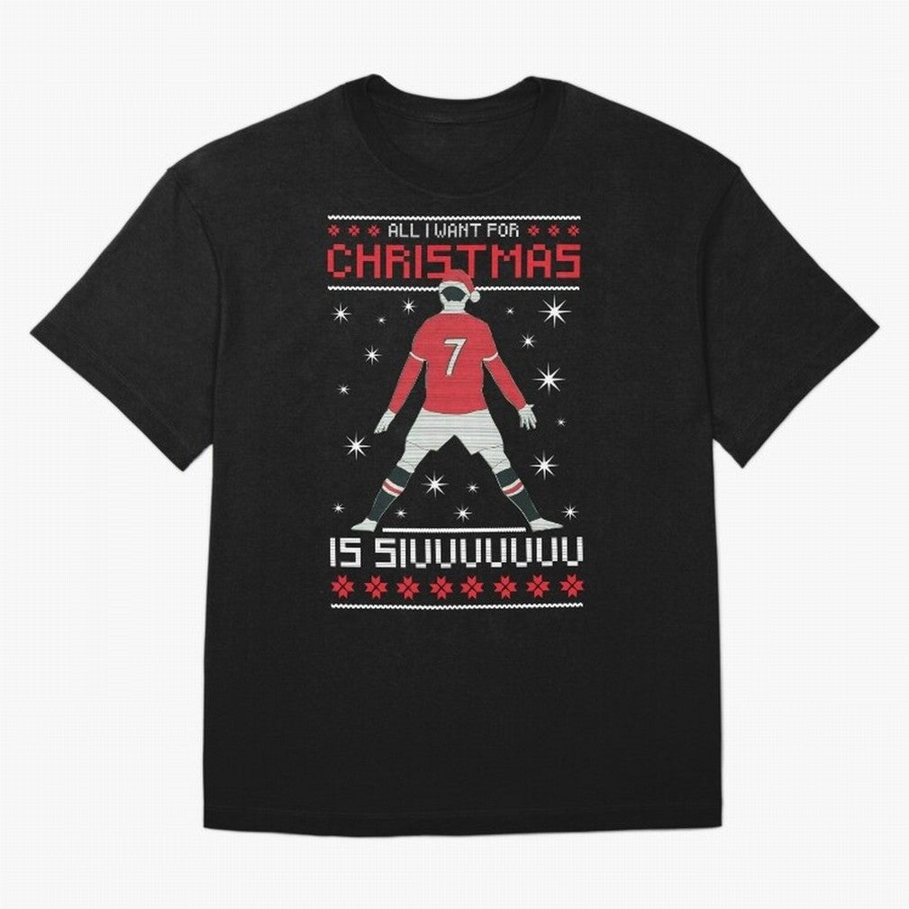 ALL I WANT FOR CHRISTMAS IS SIU Oversized T-Shirt Carry the Dream of FIFA World Cup 2026 Capturing Cristiano Ronaldo, Portugal Energy, Sports Nostalgia, International Competition, Famous Players and Unforgettable Victories; Ideal for Fans Who