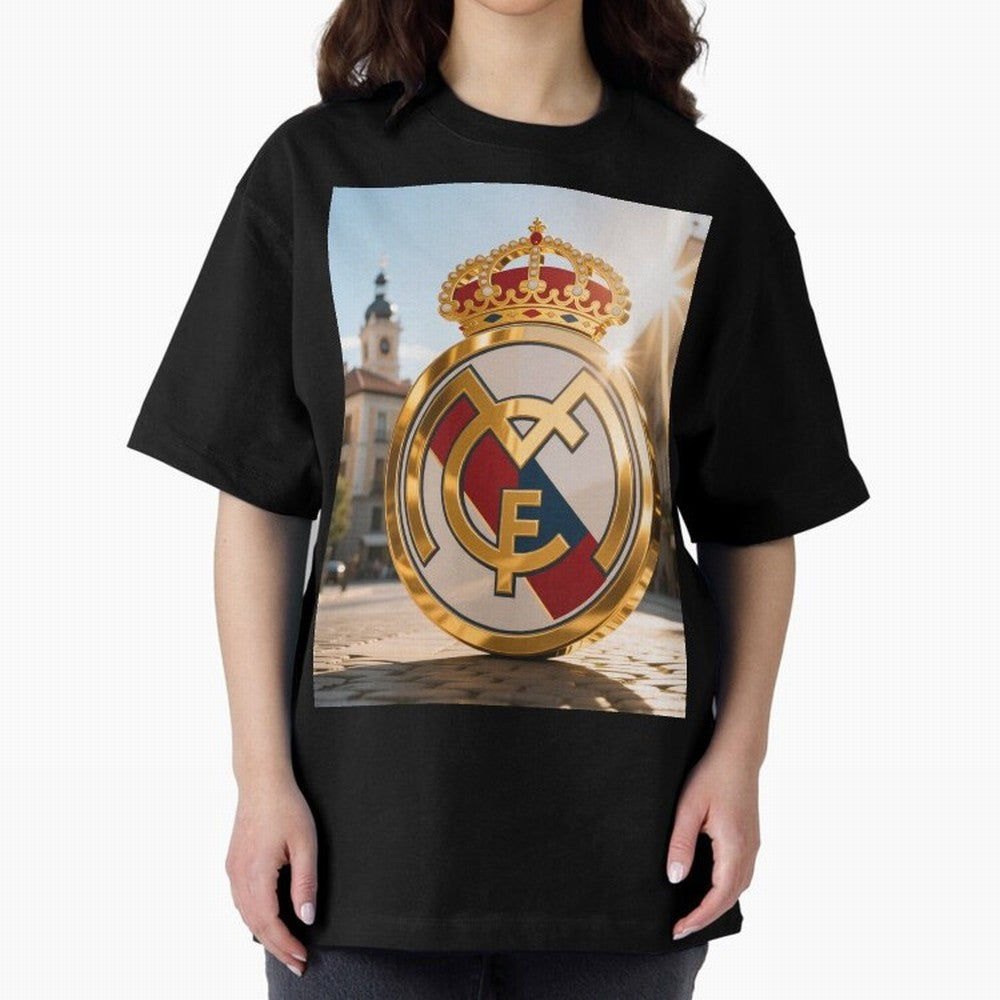 Plaza Sol Real Madrid Oversized T-Shirt Turn Every Weekend Toward FIFA World Cup 2026 Connected to Mbappe, Spain Energy, Stadium Chants, National Pride, Trophy Dreams and Unforgettable Football Memories; Created for Match Day Parties, Soccer Gifts,