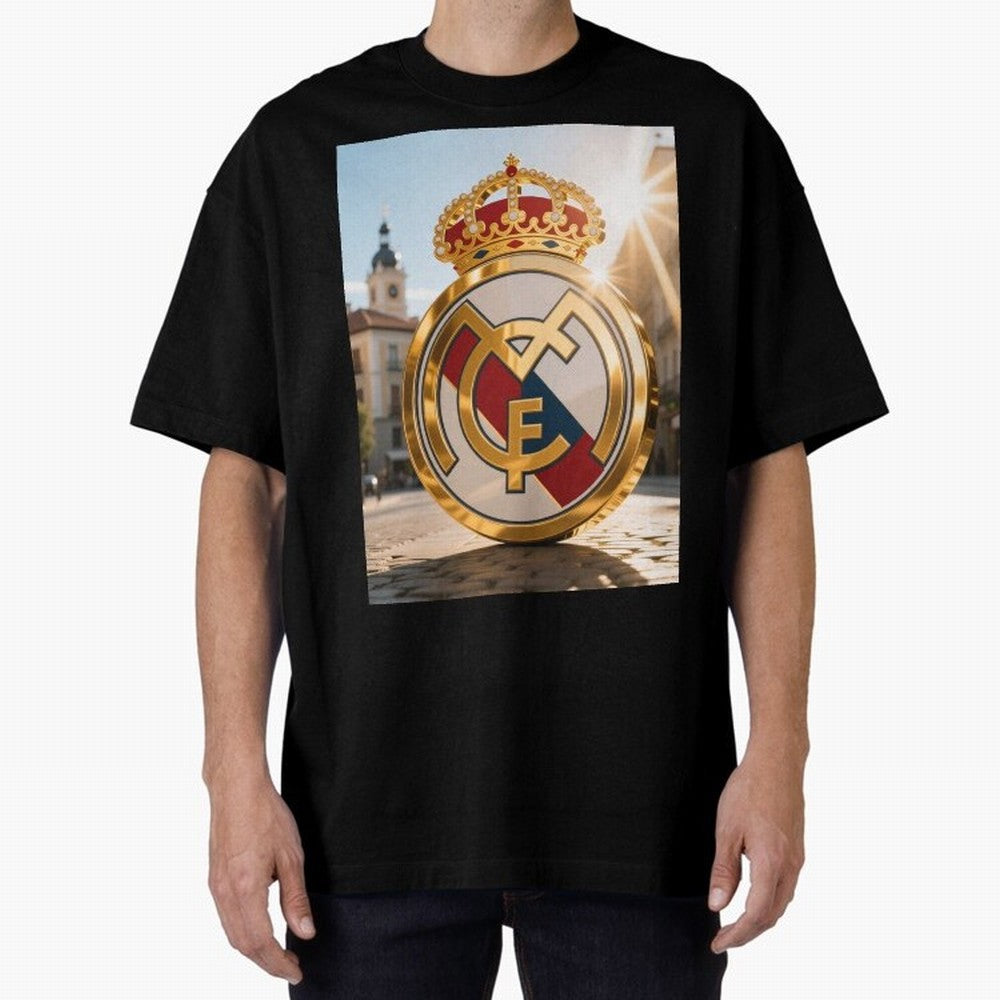 Plaza Sol Real Madrid Oversized T-Shirt Turn Every Weekend Toward FIFA World Cup 2026 Connected to Mbappe, Spain Energy, Stadium Chants, National Pride, Trophy Dreams and Unforgettable Football Memories; Created for Match Day Parties, Soccer Gifts,