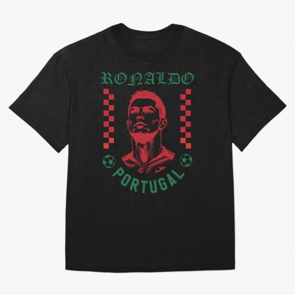 Cristiano Ronaldo Portugal Football Design World Cup Fan Art GOAT Soccer Oversized T-Shirt Get Ready for the FIFA World Cup 2026 Journey through Messi and Cristiano Ronaldo Highlights, Portugal, Spain and Germany Pride, Global Supporter Spirit,
