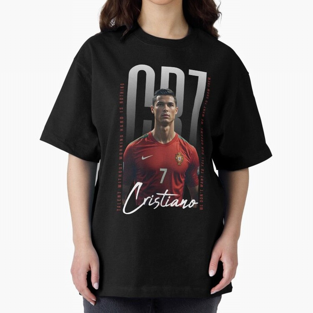 Cristiano Ronaldo Oversized T-Shirt Back the Journey through Global Football Passion for FIFA World Cup 2026, Inspired by Messi, Neymar and Mbappe, Portugal, Sports Nostalgia, International Competition, Famous Players and Unforgettable Victories;